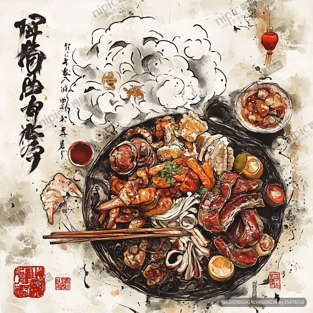水墨風(fēng)海鮮美食大賞