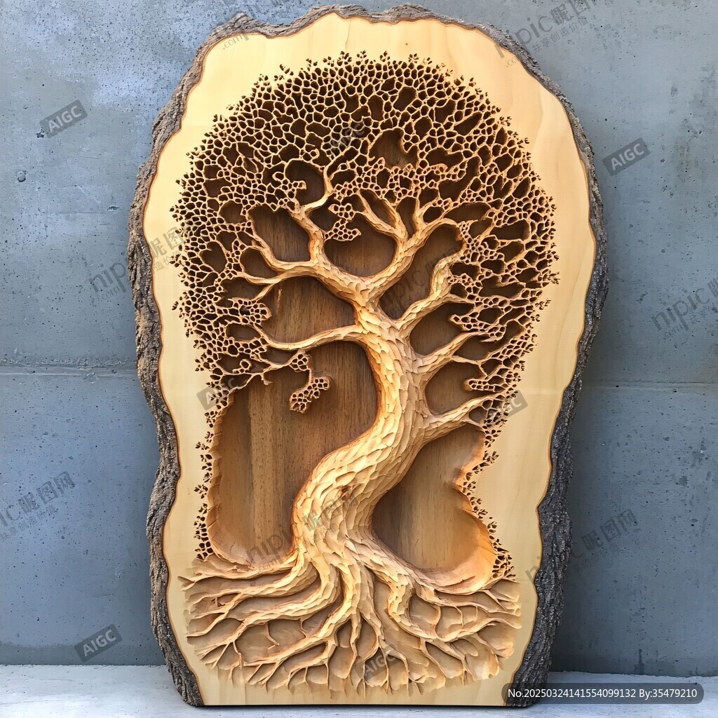 木雕生命樹擺件
