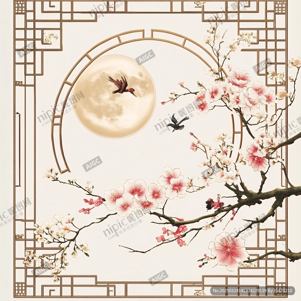 月夜花鳥圖 中式古典之美