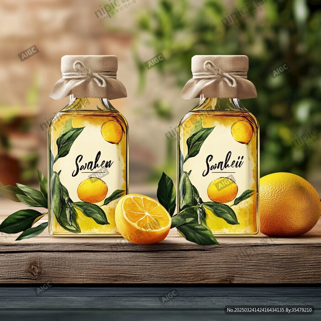 檸檬主題瓶裝飲品插畫