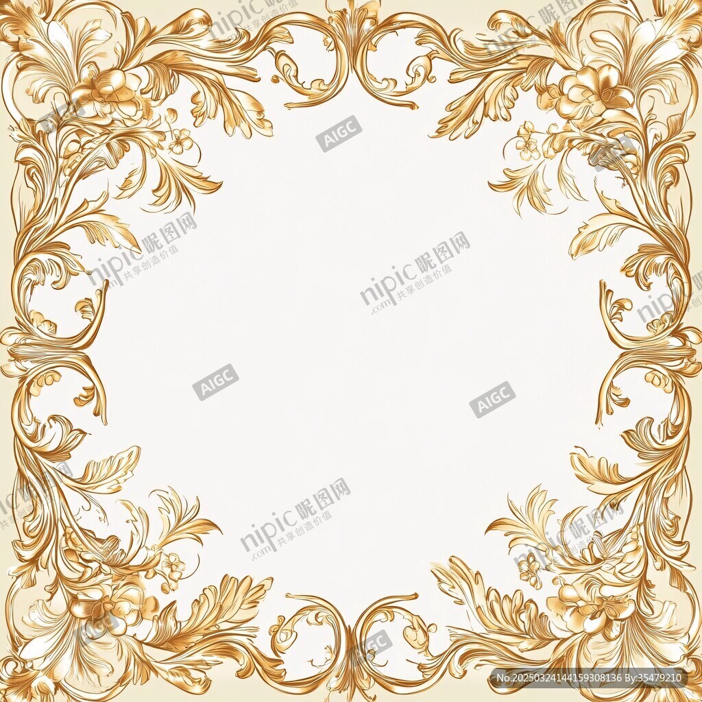 金色華麗復(fù)古花紋邊框圖案