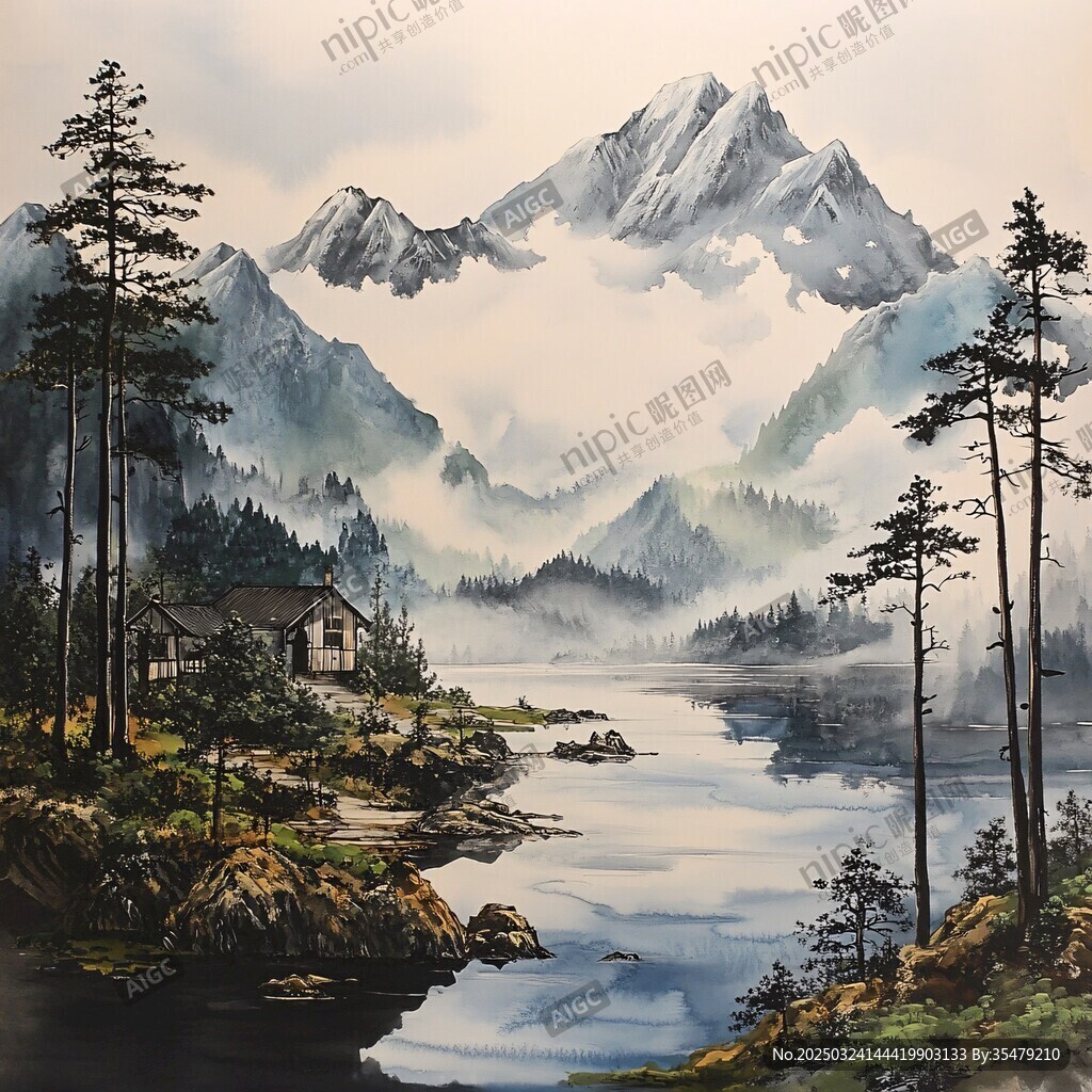 湖畔山居圖