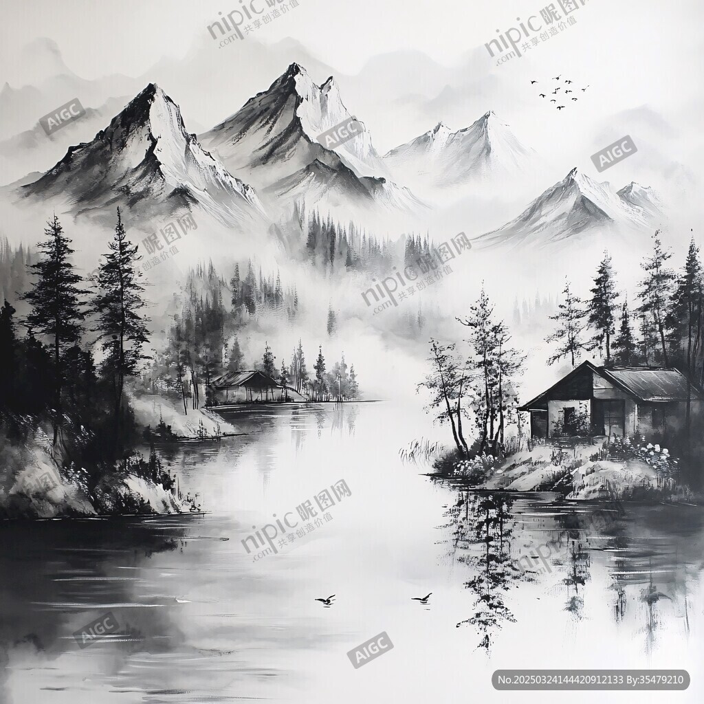 水墨山水間的靜謐小屋
