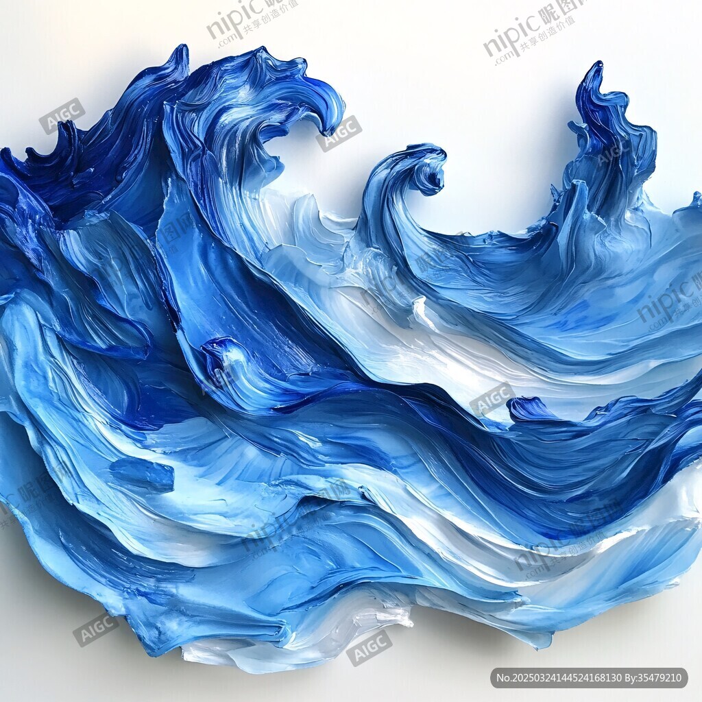 立體藍(lán)色海浪藝術(shù)雕塑