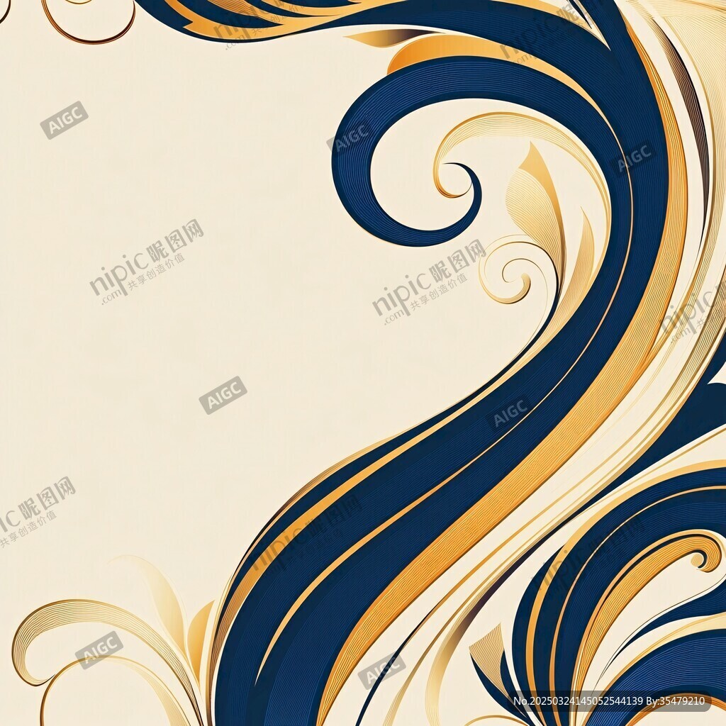 藍金華麗花紋裝飾背景圖