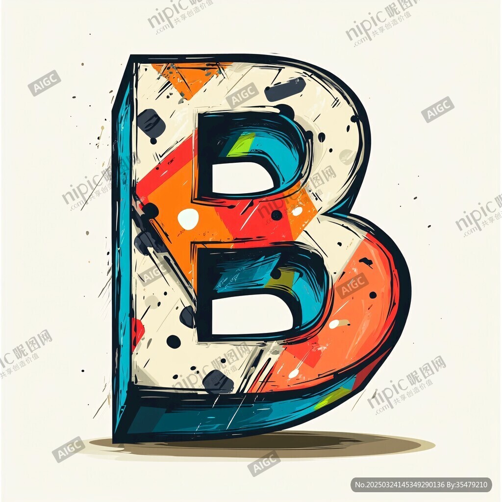 彩色涂鴉風格字母B