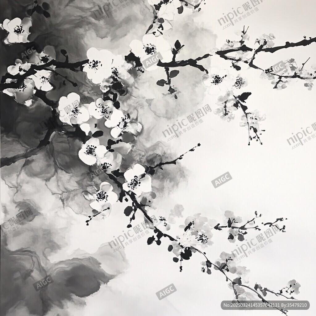 水墨梅花圖