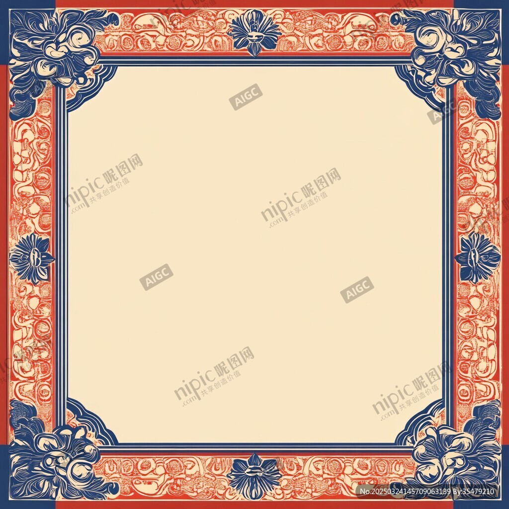 中式古典花紋邊框圖案