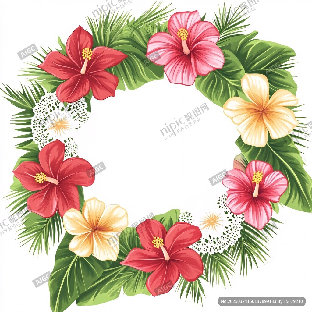 熱帶花卉環(huán)形裝飾圖案