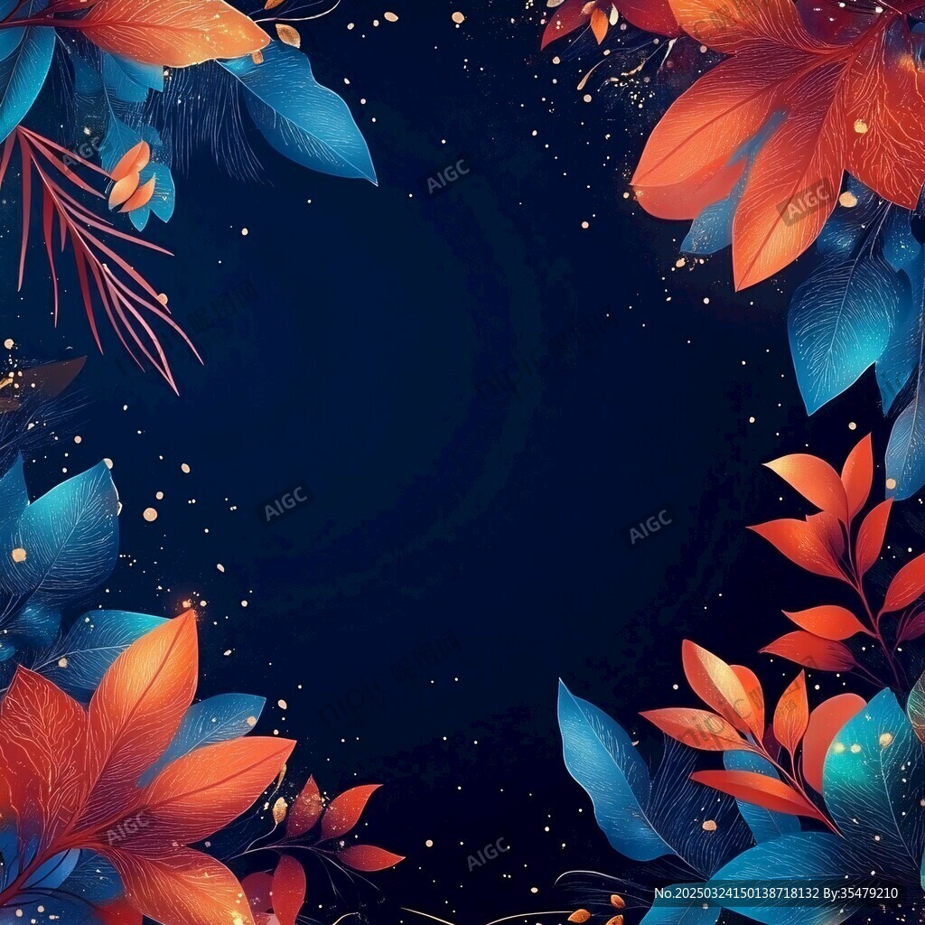 夢幻花卉邊框背景圖