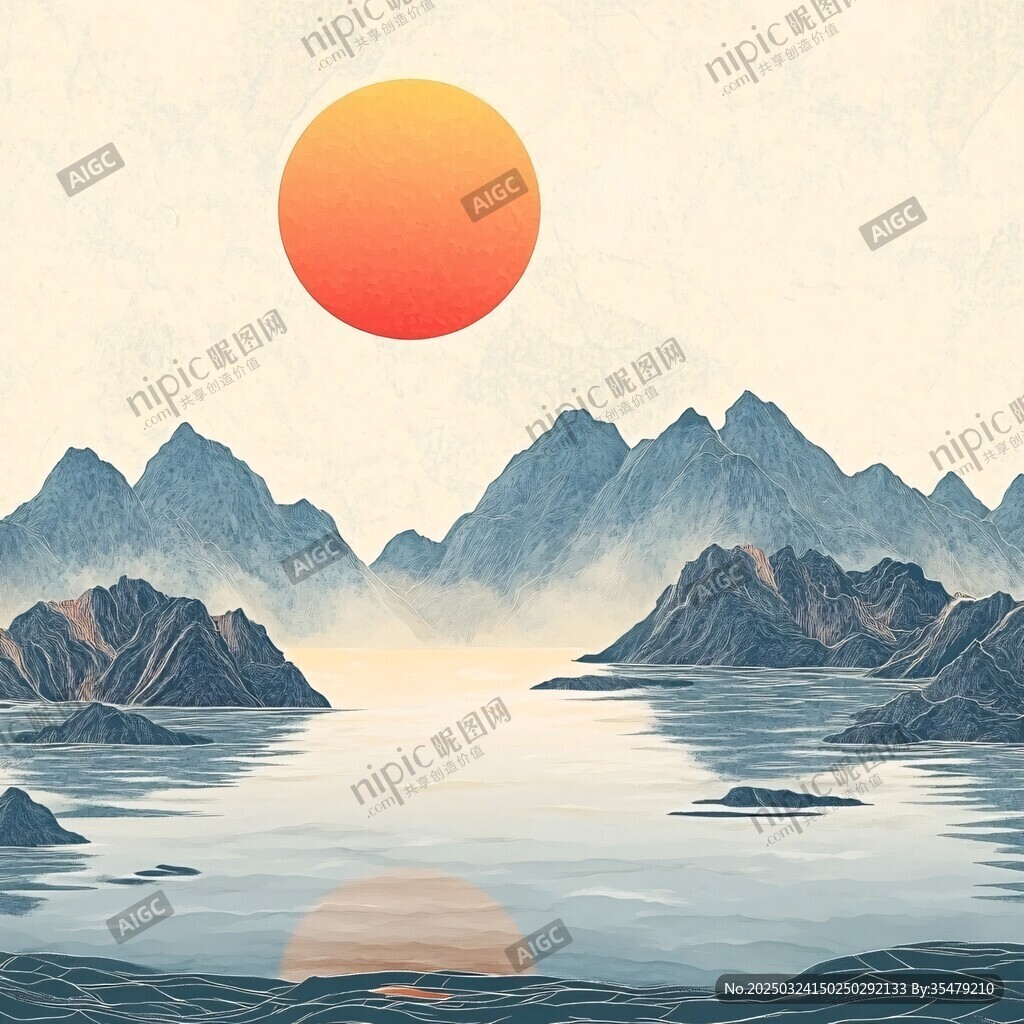 日出山水間 靜謐自然景