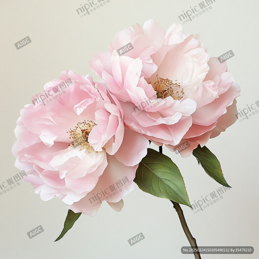 兩朵柔美粉色牡丹花