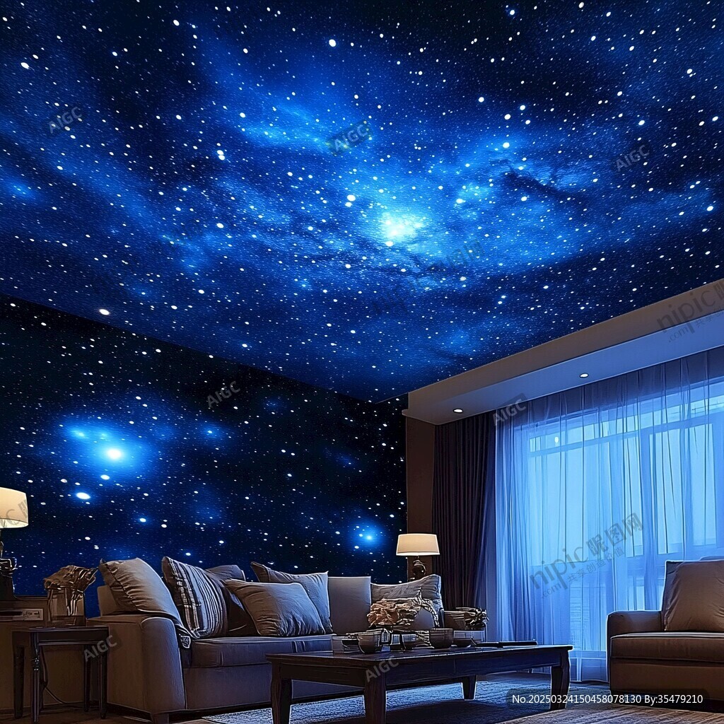 夢幻星空客廳墻面裝飾圖