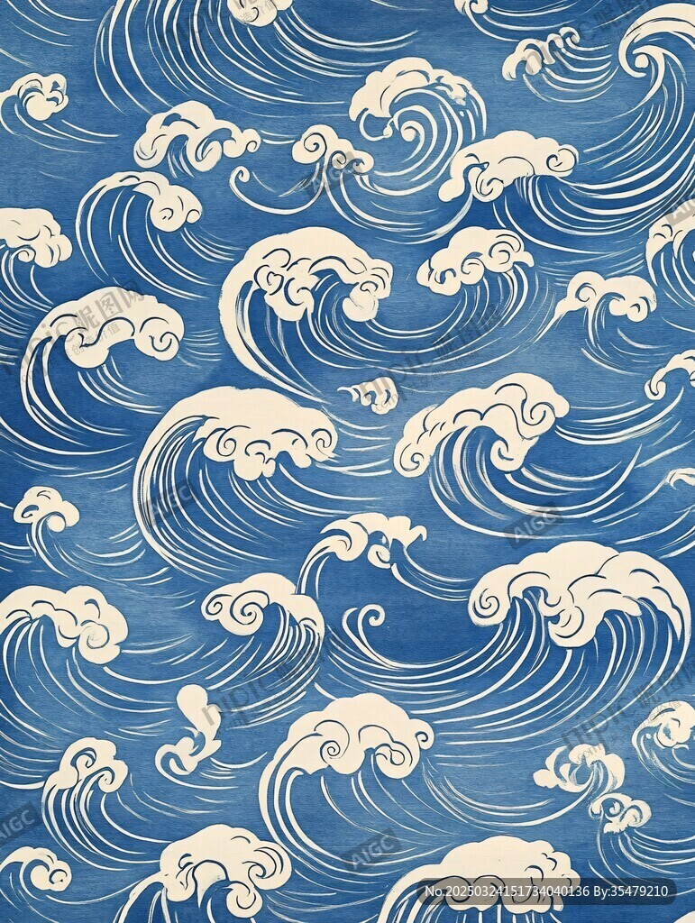 日式海浪圖案紋理背景