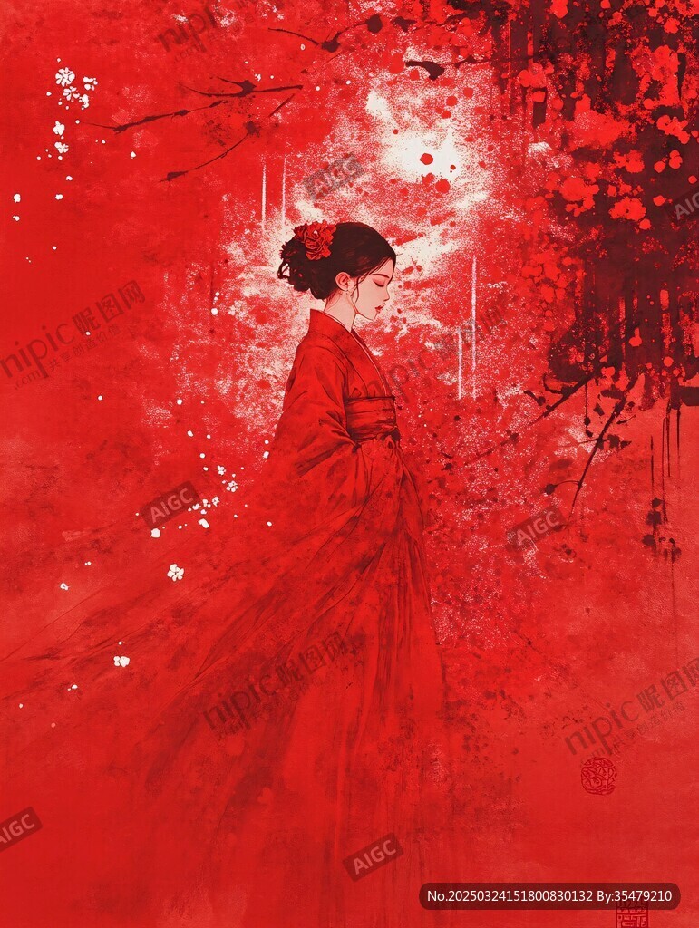 紅衣佳人 古韻浪漫之景