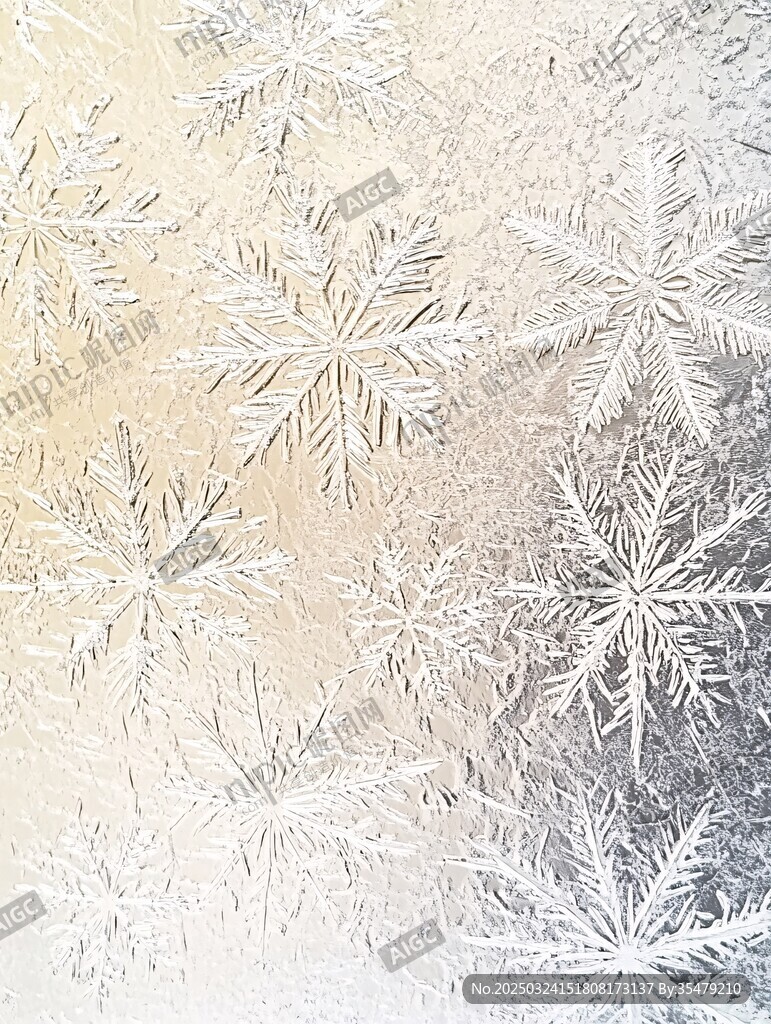 冬日窗上精致雪花紋理