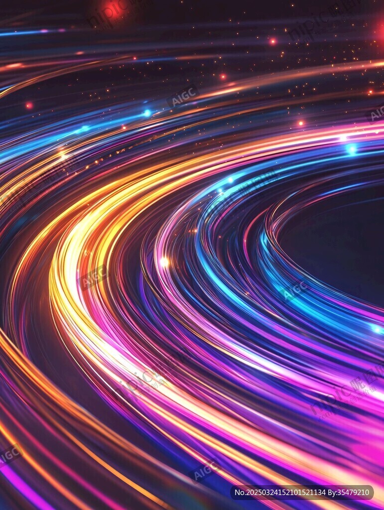 炫彩流光曲線科幻背景圖