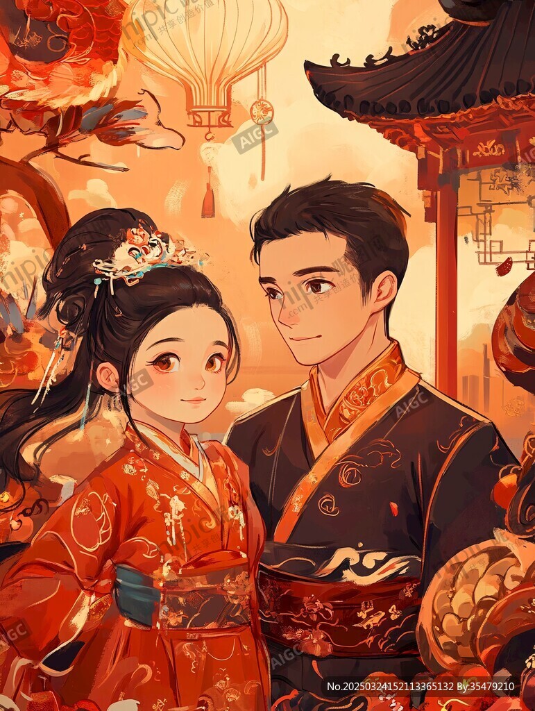 古風(fēng)情侶共賞中式浪漫