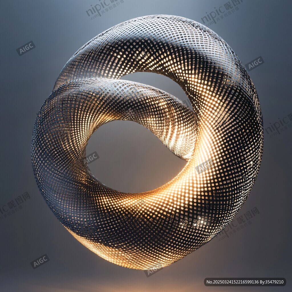 金屬質(zhì)感扭曲環(huán)形3D模型