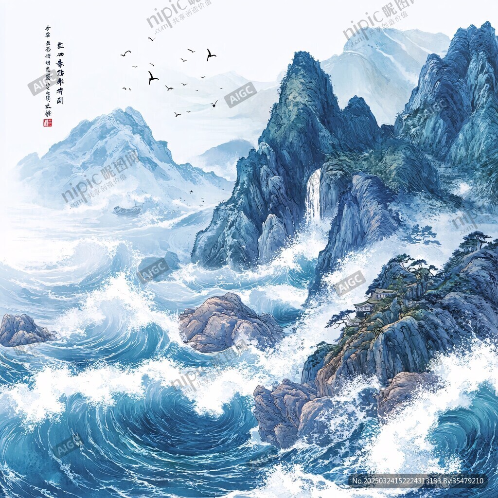 山海浩渺間 飛鳥伴浪行