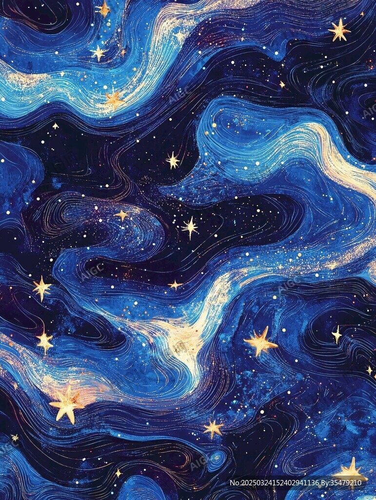 夢幻星空抽象藝術插畫