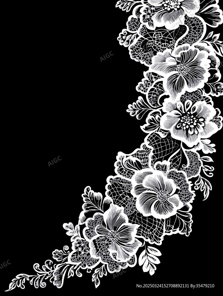 黑白蕾絲花卉圖案裝飾