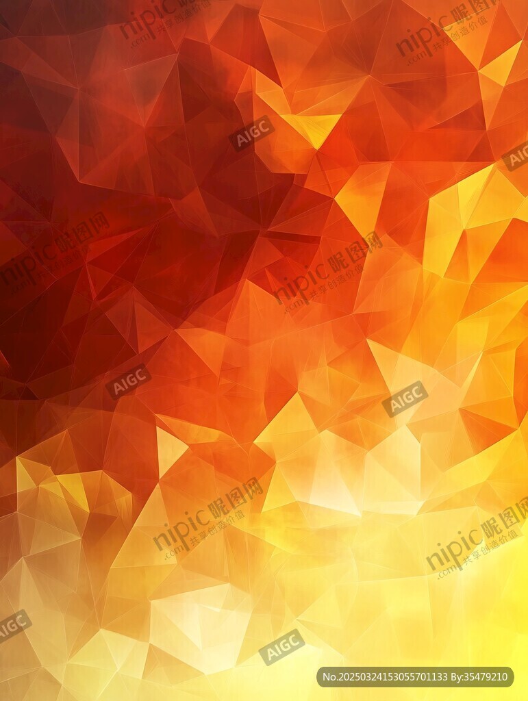橙紅色多邊形幾何背景圖