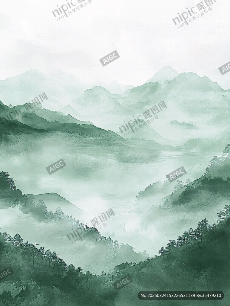 水墨青山間 云霧繞林巒