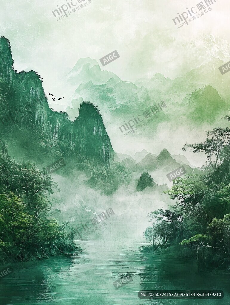 水墨青山綠水間的詩意畫卷