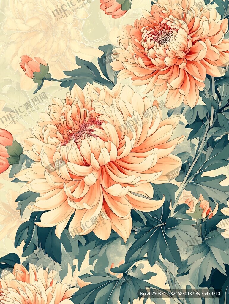 復古風盛開的柔美大朵菊花