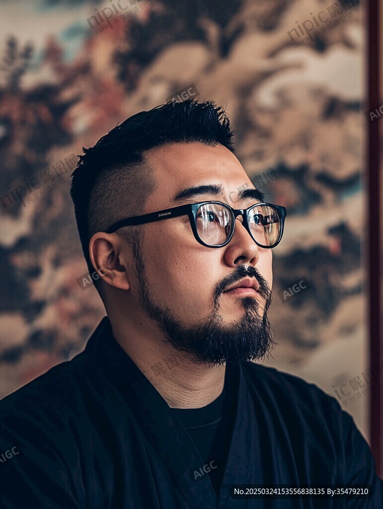 中式風(fēng)格男士肖像特寫(xiě)