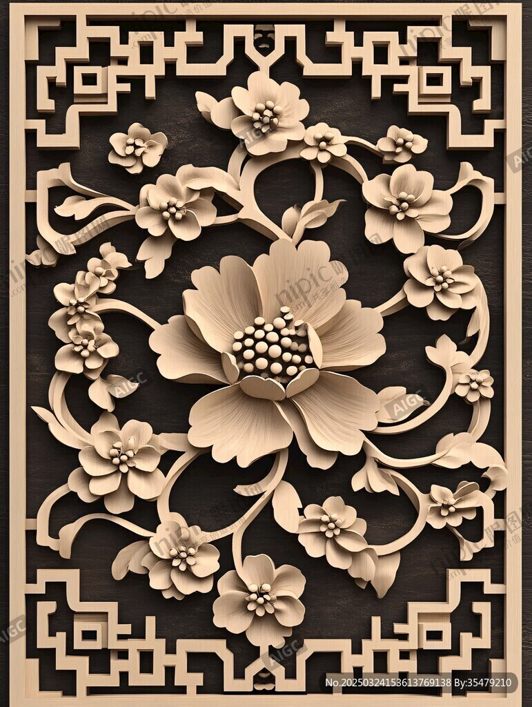 中式雕花裝飾藝術圖案