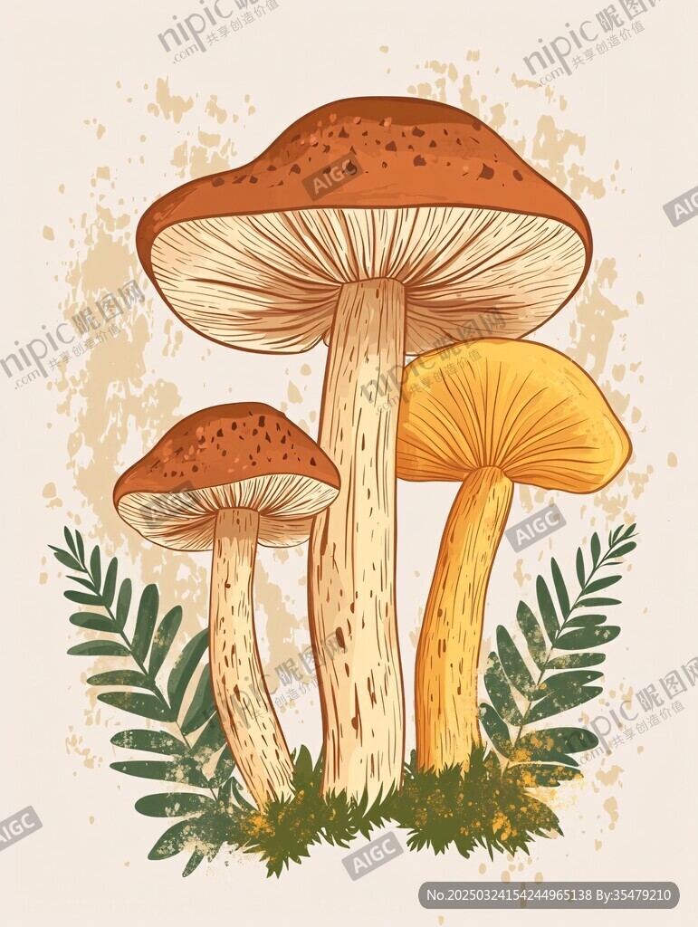 手繪蘑菇插畫(huà) 自然清新風(fēng)