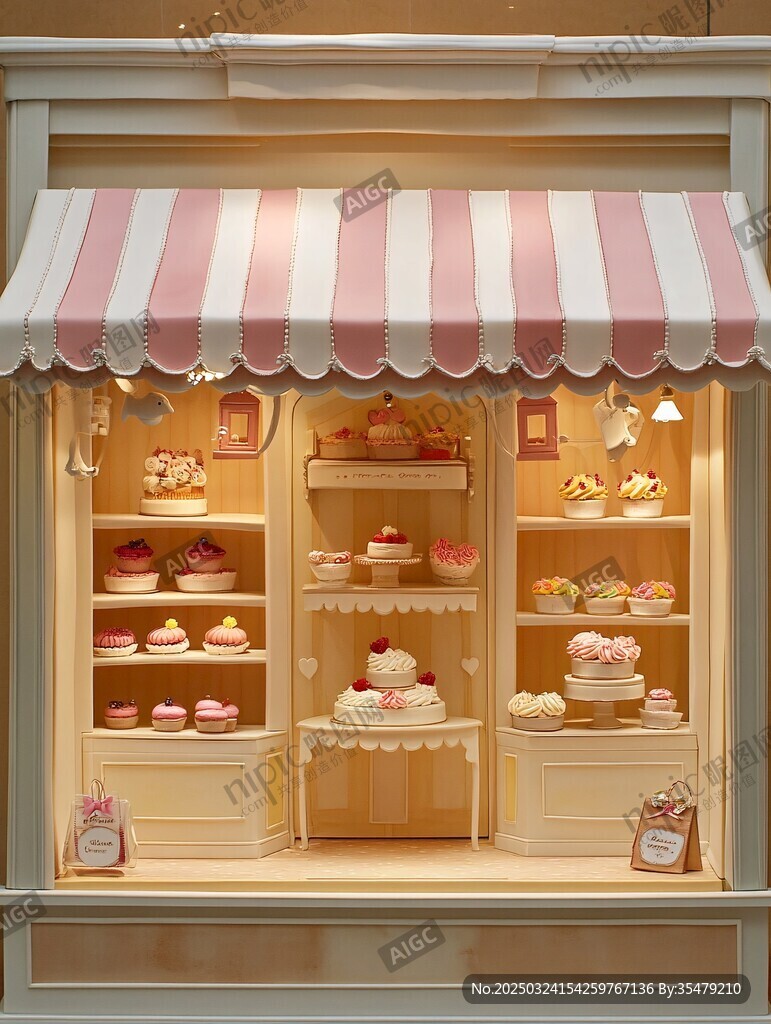 夢幻甜品店櫥窗展示