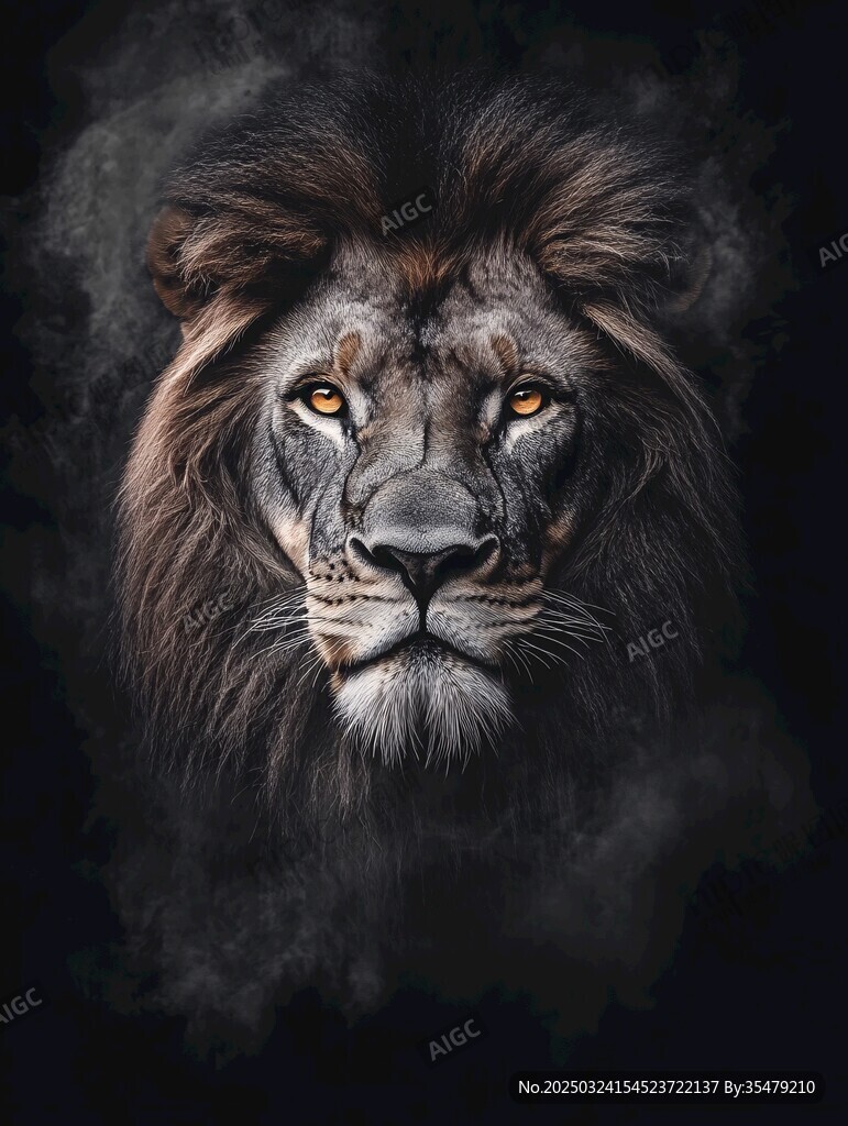 威嚴雄獅頭像特寫