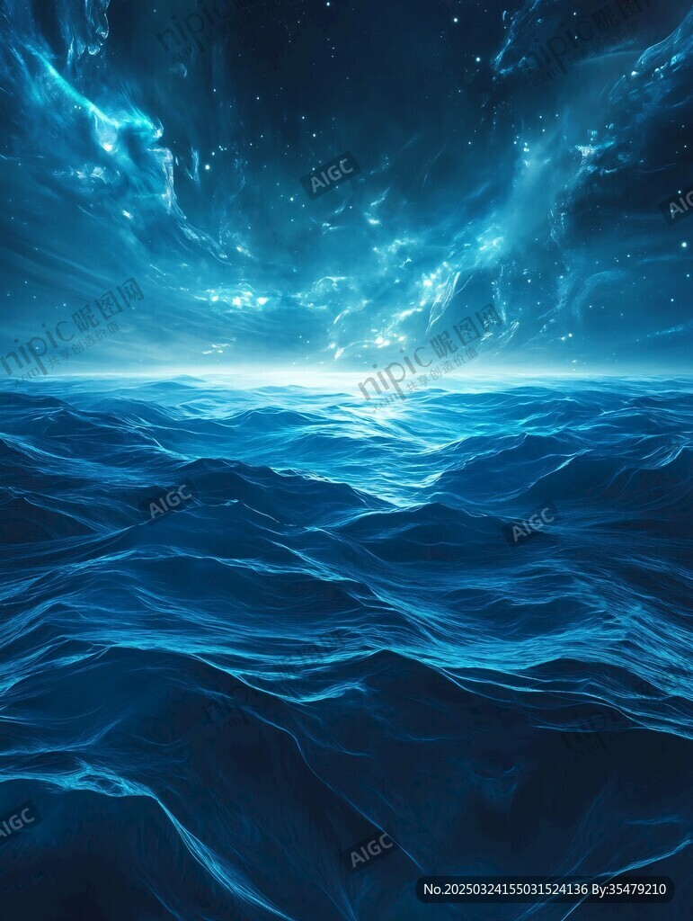 夢(mèng)幻海洋星空夜景圖