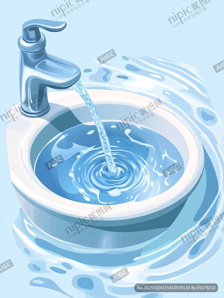 水龍頭流水至洗手盆畫(huà)面
