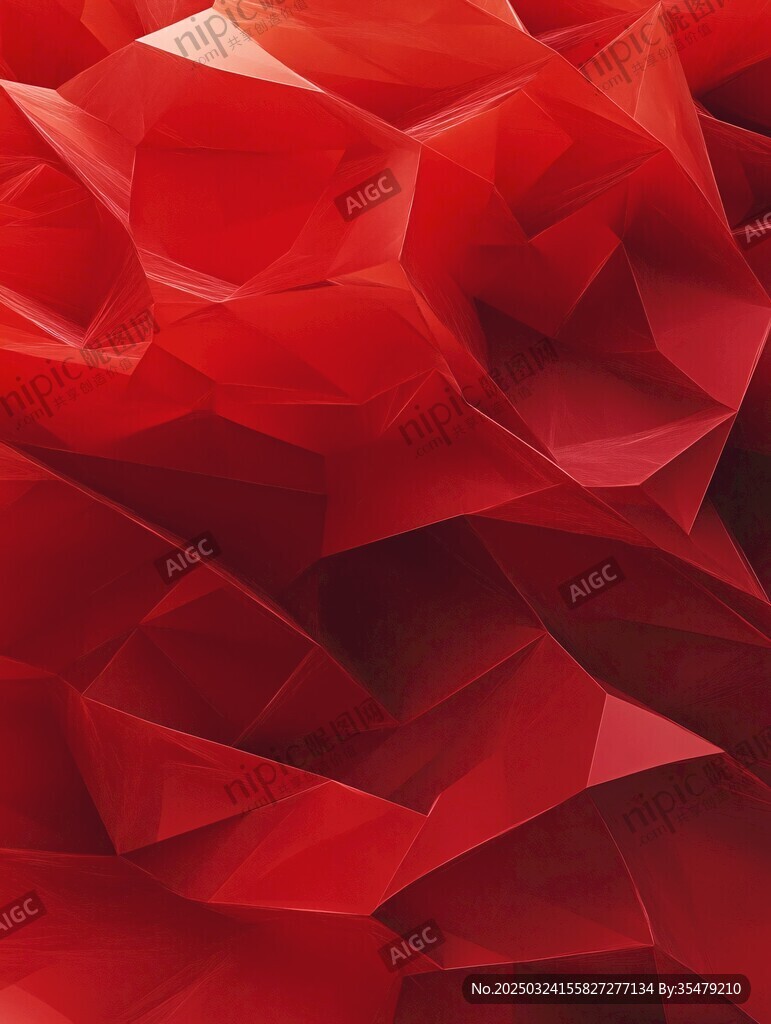 紅色立體幾何抽象背景圖