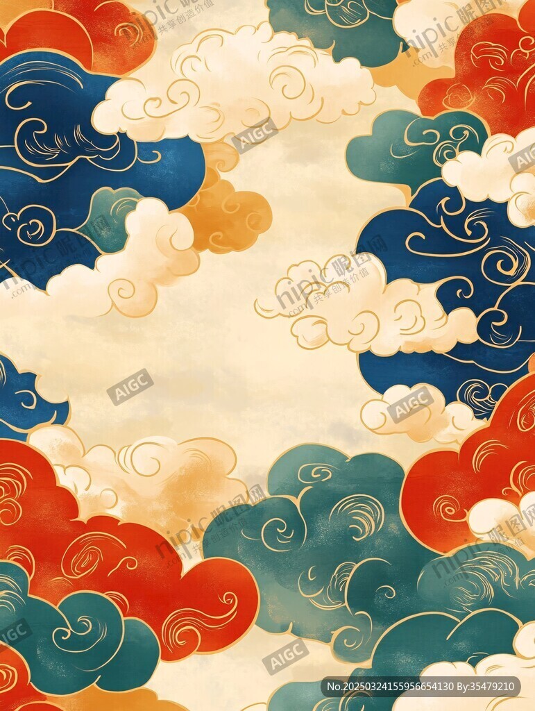 中式云紋圖案背景紋理