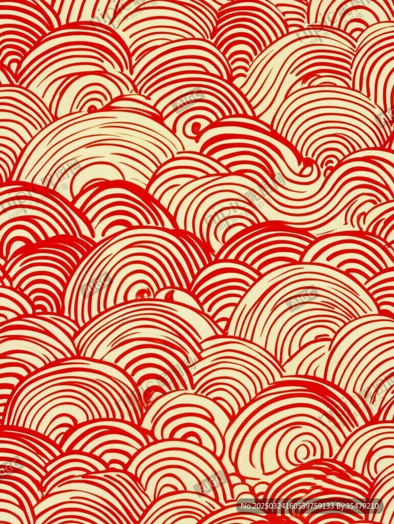 紅色波浪紋中式傳統(tǒng)圖案