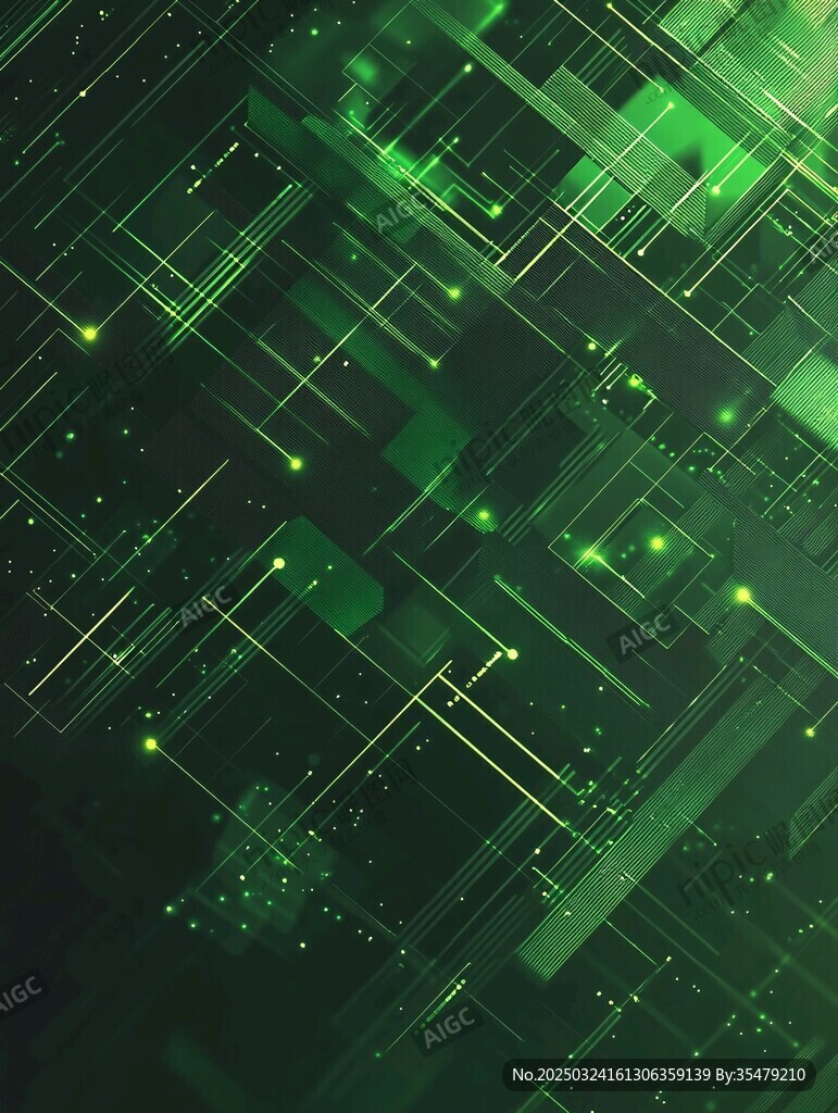 綠色科技感幾何線條背景圖