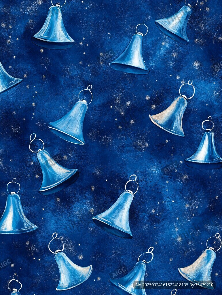 藍色圣誕鈴鐺星空圖案