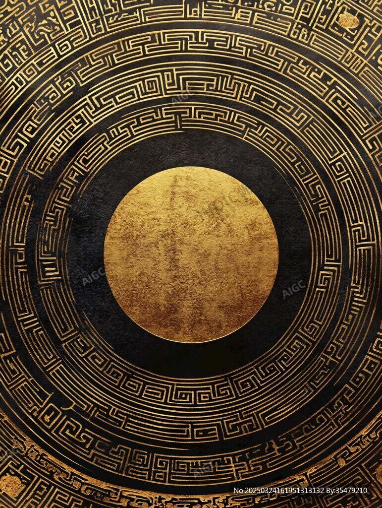 金色幾何圓形古典紋飾圖案