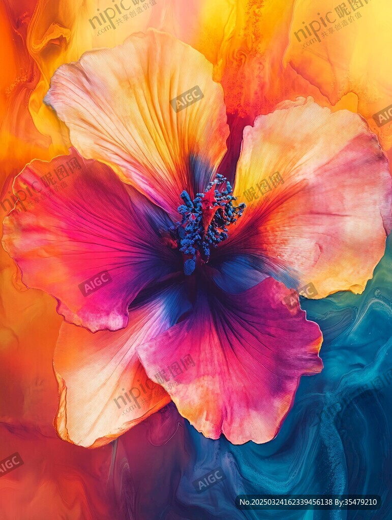 夢幻絢麗的多彩扶桑花