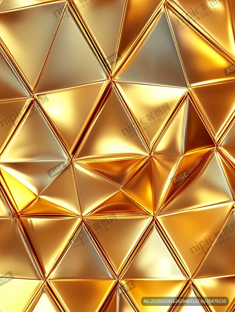 金色立體三角幾何紋理
