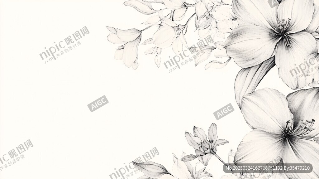 花卉素描邊框
