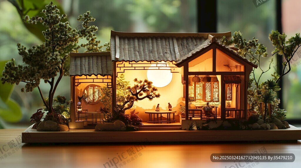 古風雅致小屋微景觀模型