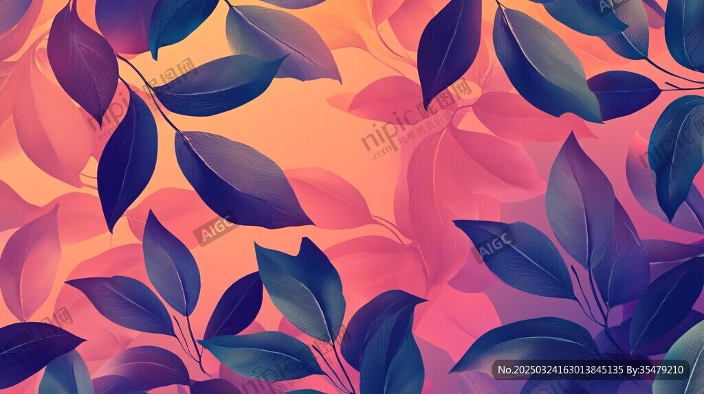夢(mèng)幻漸變?nèi)~ 唯美植物圖案