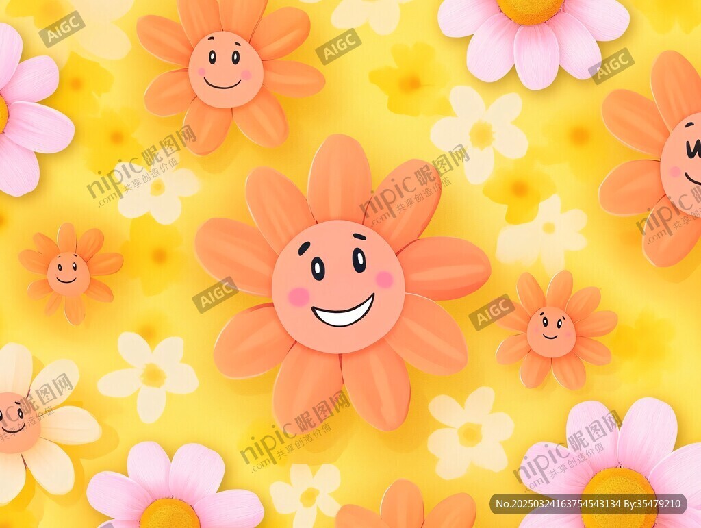 笑臉花朵背景圖