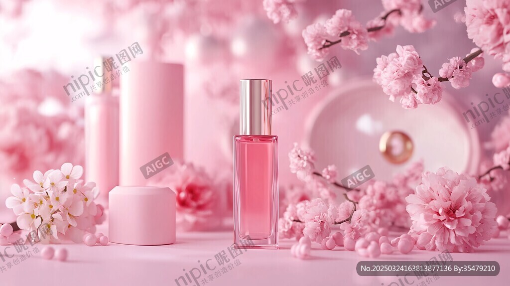 粉色系浪漫美妝與花卉